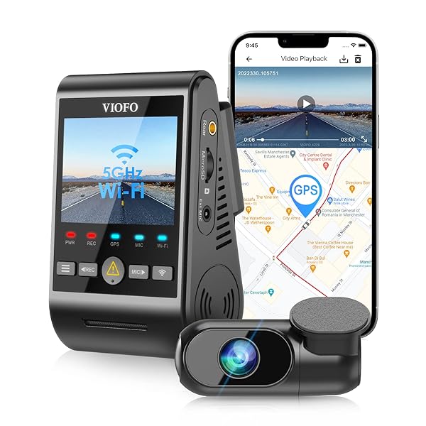 VIOFO A229 Plus Dash Cam with Dual STARVIS 2 Sensors, 2 Channel HDR,  1440P+1440P Front and Rear, Voice Control Car Dash Camera, 5GHz Wi-Fi